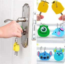 1PCS Silicone Motorcycle Key Case Cover Animal Cartoon Key Cover Cap PVC Soft Key Holder Key Chain For Girl Women Trinket Gift