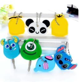 1PCS Silicone Motorcycle Key Case Cover Animal Cartoon Key Cover Cap PVC Soft Key Holder Key Chain For Girl Women Trinket Gift