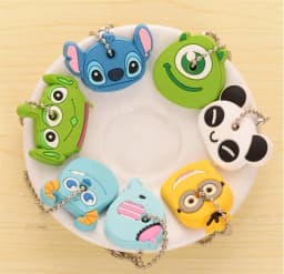 1PCS Silicone Motorcycle Key Case Cover Animal Cartoon Key Cover Cap PVC Soft Key Holder Key Chain For Girl Women Trinket Gift