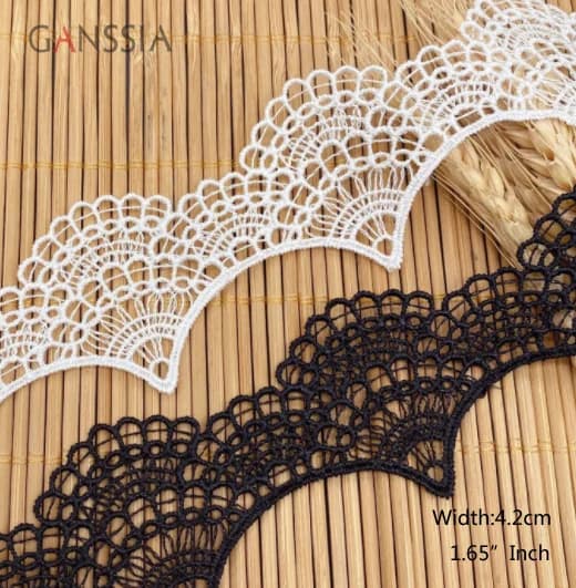 Width: 4.2cm (1.68") Embroidered Lace Trim Ivory White&Black Laces for Wedding Dress Sewing Accessories Decoration(ss-2387)