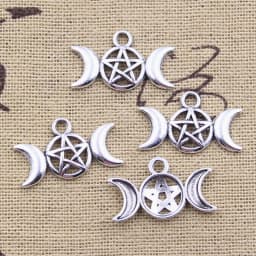 20pcs Charms Goddess Triple Viking Moon Star 13x22mm Antique Silver Color Pendants Making DIY Handmade Tibetan Finding Jewelry