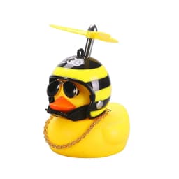 Rubber Duck Toy Car Ornaments Yellow Duck Car Dashboard Decorations Cool Glasses Duck with Propeller Helmet