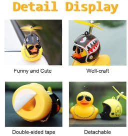 Rubber Duck Toy Car Ornaments Yellow Duck Car Dashboard Decorations Cool Glasses Duck with Propeller Helmet