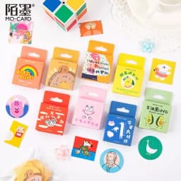 45 PCS Boxed Stickers Cartoon Animal Cute Avocado Bullet Journaling Decoration Sticker Flakes Scrapbooking School Supplies