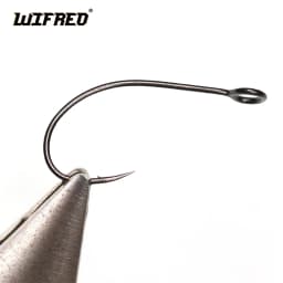 WIFREO 30pcs Carbon Steel Fishing Hook Big Eye Single Hook Fly Fishing Hooks Barbed Spoon Lure Hook Size 2 4 6 8 10 12