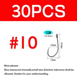 WIFREO 30pcs Carbon Steel Fishing Hook Big Eye Single Hook Fly Fishing Hooks Barbed Spoon Lure Hook Size 2 4 6 8 10 12
