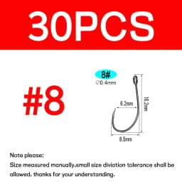 WIFREO 30pcs Carbon Steel Fishing Hook Big Eye Single Hook Fly Fishing Hooks Barbed Spoon Lure Hook Size 2 4 6 8 10 12
