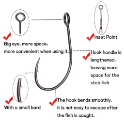 WIFREO 30pcs Carbon Steel Fishing Hook Big Eye Single Hook Fly Fishing Hooks Barbed Spoon Lure Hook Size 2 4 6 8 10 12