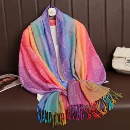 Colorful Flowers Jacquard Winter Cotton Scarf Lady Design Warm Wrap Pashmina Scarves Women Shawl Female Bohemia Foulard Hijab
