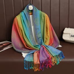 Colorful Flowers Jacquard Winter Cotton Scarf Lady Design Warm Wrap Pashmina Scarves Women Shawl Female Bohemia Foulard Hijab