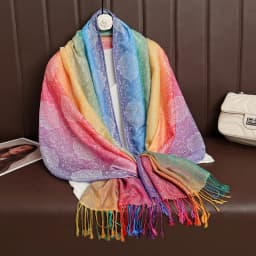 Colorful Flowers Jacquard Winter Cotton Scarf Lady Design Warm Wrap Pashmina Scarves Women Shawl Female Bohemia Foulard Hijab