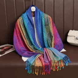 Colorful Flowers Jacquard Winter Cotton Scarf Lady Design Warm Wrap Pashmina Scarves Women Shawl Female Bohemia Foulard Hijab