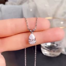 Huitan Simple Design Silver Color Necklace for Women with Single Crystal Pear CZ Stone High Quality Timeless Style Jewelry Hot