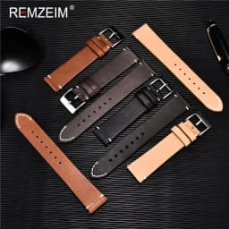 Leather Watchband Strap 18mm 20mm 22mm Quick Release Watch Strap Cowhide Handmade Black Dark Brown Vintage Leather Watchband