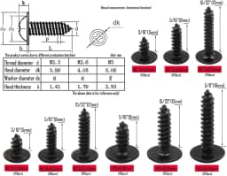 900pcs M2.3 M2.6 M3 Hardware Black Screw PWA Cross Round Head With Cushion Self-tapping Screw Pan Head