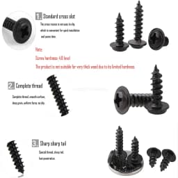 900pcs M2.3 M2.6 M3 Hardware Black Screw PWA Cross Round Head With Cushion Self-tapping Screw Pan Head