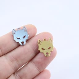 10pcs 20mm Wholesale Stainless Steel Wolf Head Charms Pendant DIY Necklace Earrings Bracelets Unfading Colorless 2 Colors