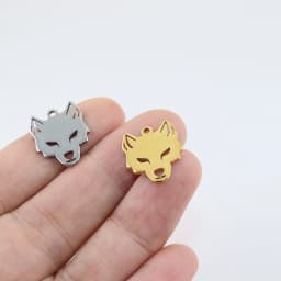 10pcs 20mm Wholesale Stainless Steel Wolf Head Charms Pendant DIY Necklace Earrings Bracelets Unfading Colorless 2 Colors