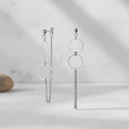 CIAXY Silver Color Asymmetrical  Earrings for Women Geometric Round Pendant Ear Line Earring Punk Hip Hop  Jewelry