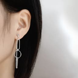 CIAXY Silver Color Asymmetrical  Earrings for Women Geometric Round Pendant Ear Line Earring Punk Hip Hop  Jewelry