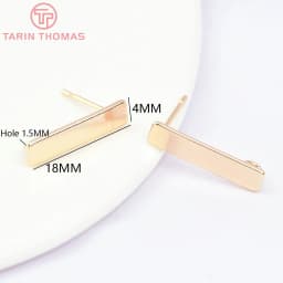 (2691)10PCS 15x3MM Hole 2MM 24K Gold Color Brass Rectangle Stud Earrings High Quality Diy Jewelry Findings Accessories