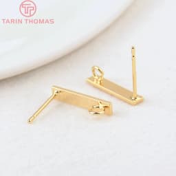 (2691)10PCS 15x3MM Hole 2MM 24K Gold Color Brass Rectangle Stud Earrings High Quality Diy Jewelry Findings Accessories
