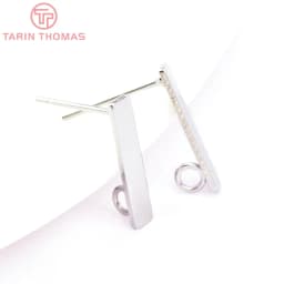 (2691)10PCS 15x3MM Hole 2MM 24K Gold Color Brass Rectangle Stud Earrings High Quality Diy Jewelry Findings Accessories