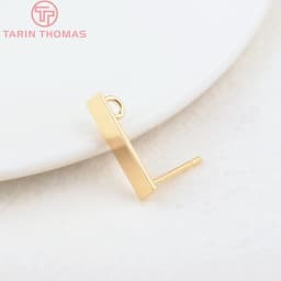 (2691)10PCS 15x3MM Hole 2MM 24K Gold Color Brass Rectangle Stud Earrings High Quality Diy Jewelry Findings Accessories