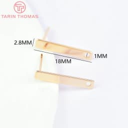 (2691)10PCS 15x3MM Hole 2MM 24K Gold Color Brass Rectangle Stud Earrings High Quality Diy Jewelry Findings Accessories