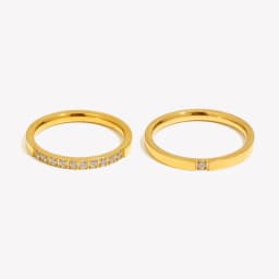 E.B.belle AAA CZ Filled Thin Gold Rings For Unisex Female Water Resistant Crystal Ring Gold Plated Stainless Steel Ring