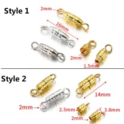 50pcs 16x2mm Cylinder Fasteners Buckles Closed Beading End Clasp Screw Clasps For DIY Jewelry Making Bracelet Necklace Connector