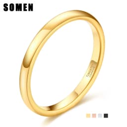 Somen 2mm Women Ring Thin Tungsten Carbide Ring Gold Colors,Rose Gold/Silver Color Polished Classic Female Wedding Band Simple