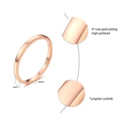 Somen 2mm Women Ring Thin Tungsten Carbide Ring Gold Colors,Rose Gold/Silver Color Polished Classic Female Wedding Band Simple