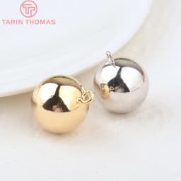 (132)4PCS 16MM 18MM Hole 3MM 24K Gold Color Plated Brass Music Round Bells Charms Pendants High Quality Jewelry Accessories()