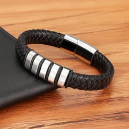 XQNI Combination Small Accessories Multicolor Stitching Stainless Steel Men's Leather Bracelet Luxury Jewelry Big Sale