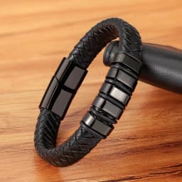 XQNI Combination Small Accessories Multicolor Stitching Stainless Steel Men's Leather Bracelet Luxury Jewelry Big Sale