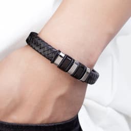 XQNI Combination Small Accessories Multicolor Stitching Stainless Steel Men's Leather Bracelet Luxury Jewelry Big Sale