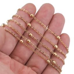2M Stainless Steel Beaded Ball Cable Rolo Chains Bulk Plating Gold Chain for Jewelry Making Supplies Necklace Wholesale Items
