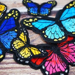 Color Butterfly Purple Pink Yellow DIY Patches Embroidery For T-Shirt Iron On Appliques Clothes Jeans Stickers Badges Parche