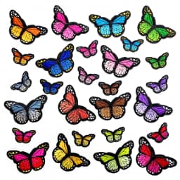 Color Butterfly Purple Pink Yellow DIY Patches Embroidery For T-Shirt Iron On Appliques Clothes Jeans Stickers Badges Parche