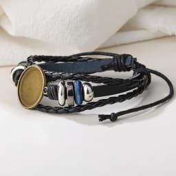 10pcs Antique Leather Cuff Bracelet Bangle Round Photo Glass Cabochon Bracelet Setting Base Bezel Tray Blank Jewelry Making