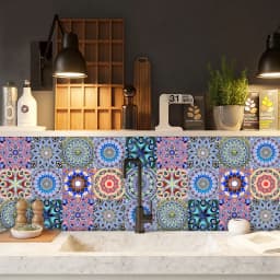 10/15/20cm Mandala Style Matte Surface Tile Sticker Peel & Stick Decoration Film For Tiles /Ground in Kitchen Wardrobe Wallpaper