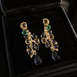 Foydjew Elegant Luxury Colorful Purple Earrings Long Style Banquet Formal Dress Temperament Drop Earring For Women Ear Jewelry