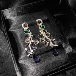 Foydjew Elegant Luxury Colorful Purple Earrings Long Style Banquet Formal Dress Temperament Drop Earring For Women Ear Jewelry