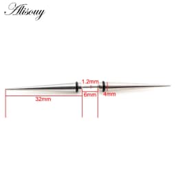 Alisouy 2pcs Unisex Gothic Punk Spike Cone Stainless Steel Dumbbell Barbell Ear Stud Earrings For Men Women Piercing Jewelry