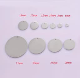 20pcs Wholesale 6-35mm Stainless Steel Charms Round Dog Tag Pendants Stamping Blanks For Necklaces DIY Jewelry Making