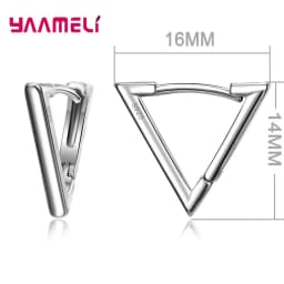100% Real 925 Sterling Silver Earrings Statement Heart Star Square Round Geometric Hoop Flexible Earwire Leverback Women Jewelry