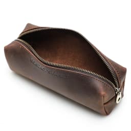 CONTACT'S FAMILY Vintage Genuine Leather Pencil Cases For Girls Boys Storage Pens Pouch Holder School Stationery Bags