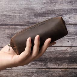 CONTACT'S FAMILY Vintage Genuine Leather Pencil Cases For Girls Boys Storage Pens Pouch Holder School Stationery Bags