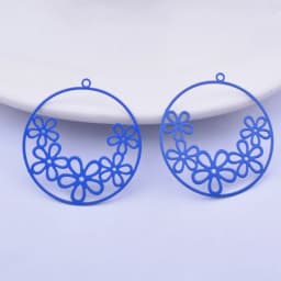 6pcs Diy Jewelry Light gold color Round Flower Charms Thin Pendant Silver Plated Earring Findings